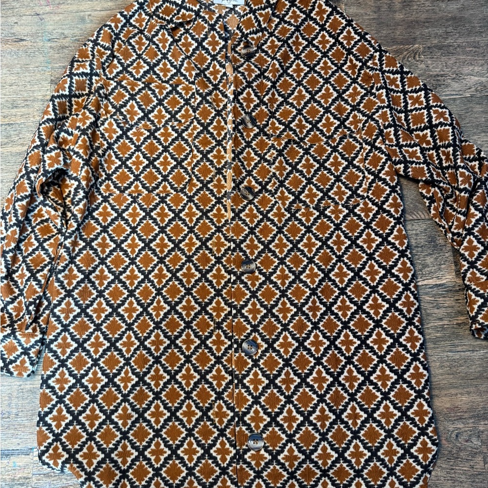 Polagram Diamond Pattern Top in Orange and Black